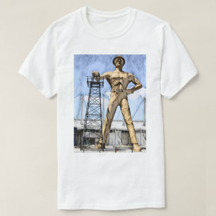 Camiseta Pintura a aquarela da estátua do Driller de Ouro d