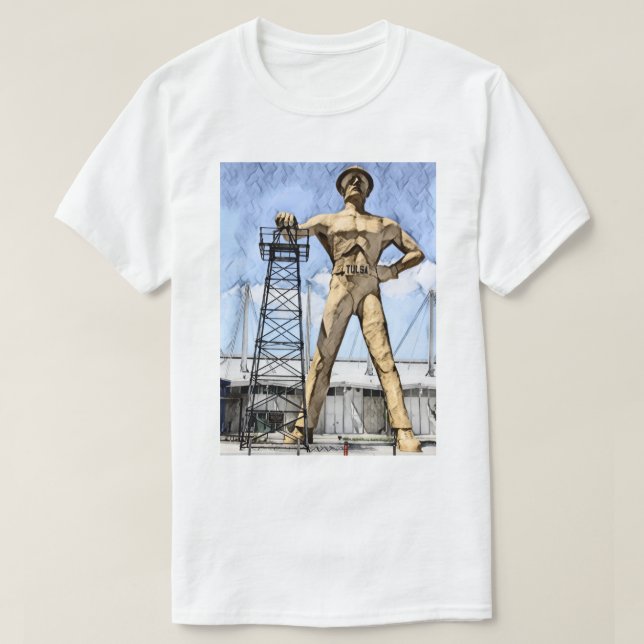 Camiseta Pintura a aquarela da estátua do Driller de Ouro d (Frente do Design)