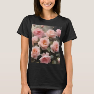 Camiseta pintura a aquarela de rosas rosa bonito