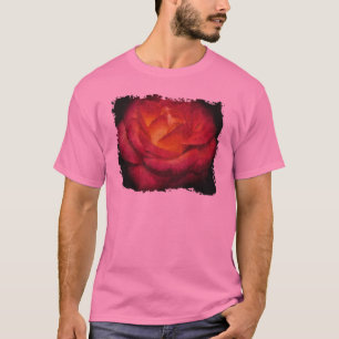 Camiseta Pintura a óleo com Rosa de chamas