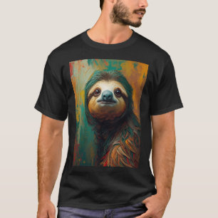 Camiseta Pintura a óleo vibrante com retrato artístico