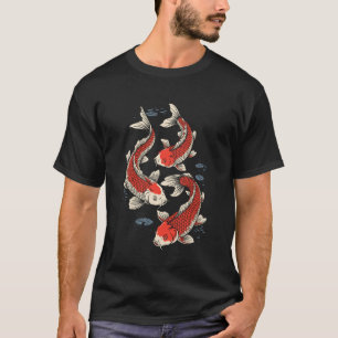 Camiseta Pintura a Tinta Peixe Koi Carpa Japonesa Lavagem a
