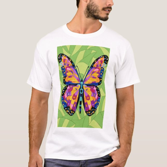 Camiseta Pintura abstrata de borboleta  (Frente)