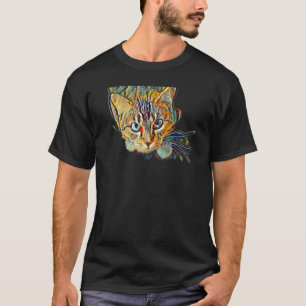 Camiseta Pintura Abstrata Digital de um Gato 10