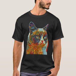 Camiseta Pintura Abstrata Digital De Um Gato 12