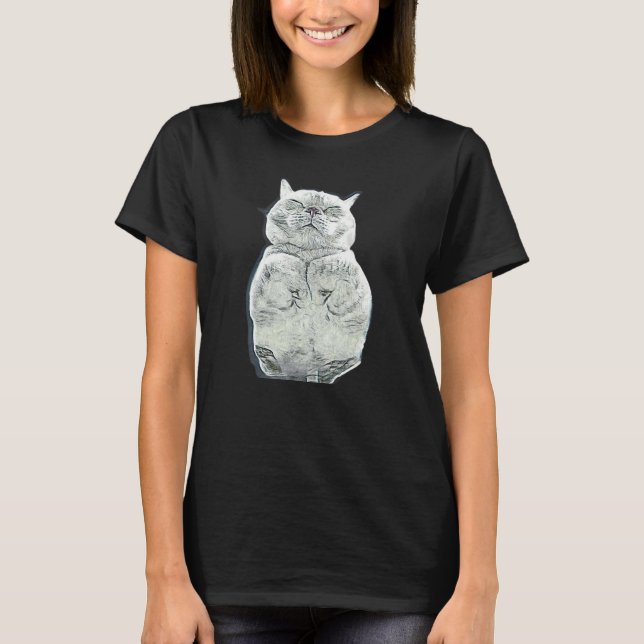 Camiseta Pintura Abstrata Digital De Um Gato 20 (Frente)