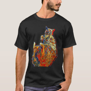 Camiseta Pintura Abstrata Digital De Um Gato 31