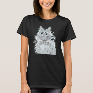 Camiseta Pintura Abstrata Digital De Um Gato 32