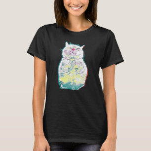 Camiseta Pintura Abstrata Digital De Um Gato 37