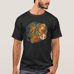 Camiseta Pintura Abstrata Digital De Um Gato 76