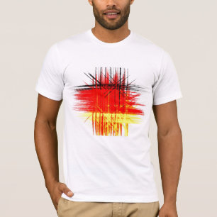 Camiseta Pintura Abstrata   Vermelho Preto Amarelo Retro