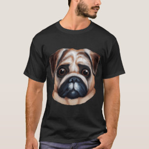 Camiseta Pintura acadêmica/digital de cachorro Pug