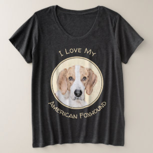Camiseta Pintura Americana de Foxhound - Arte Cachorra Orig