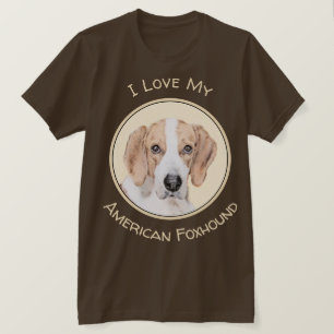 Camiseta Pintura Americana de Foxhound - Arte Cachorro Orig