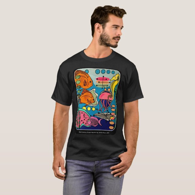 Camiseta Pintura "Aquática Moderna do Oceano Médio" em um (Frente Completa)