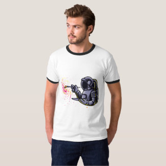 Camiseta Pintura astronauta no adesivo espacial