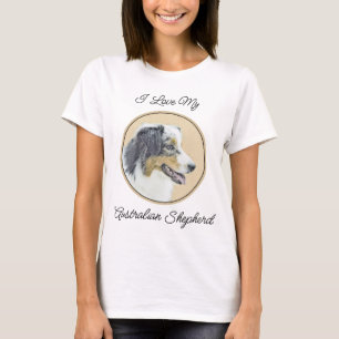 Camiseta Pintura Australiana de Pastor - Arte Original de C