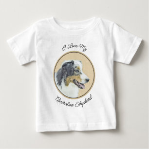 Camiseta Pintura Australiana de Pastor - Arte Original de C