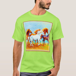Camiseta Pintura Bela De Cavalos Correntes. Compre agora