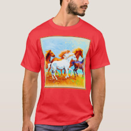 Camiseta Pintura Bela De Cavalos Correntes. Compre agora