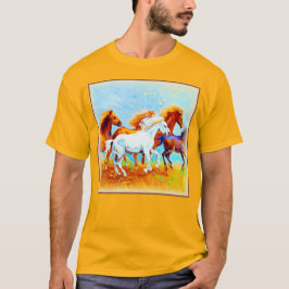 Camiseta Pintura Bela De Cavalos Correntes. Compre agora