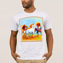 Camiseta Pintura Bela De Cavalos Correntes. Compre agora