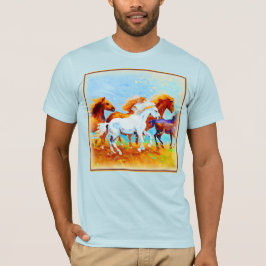 Camiseta Pintura Bela De Cavalos Correntes. Compre agora