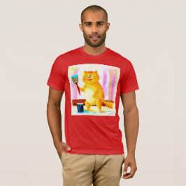 Camiseta Pintura Bela De Um Gato Segurando Um Pincel. Compr