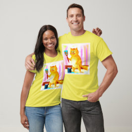Camiseta Pintura Bela De Um Gato Segurando Um Pincel. Compr