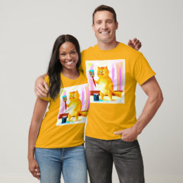 Camiseta Pintura Bela De Um Gato Segurando Um Pincel. Compr