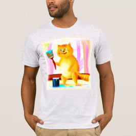 Camiseta Pintura Bela De Um Gato Segurando Um Pincel. Compr