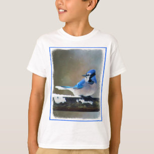 Camiseta Pintura Blue Jay - Arte Original para Pássaros