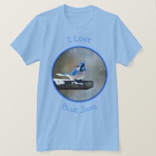 Camiseta Pintura Blue Jay - Arte Original para Pássaros