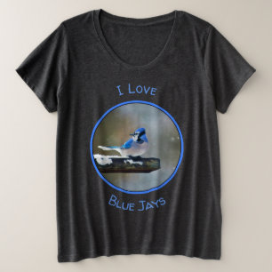 Camiseta Pintura Blue Jay - Arte Original para Pássaros