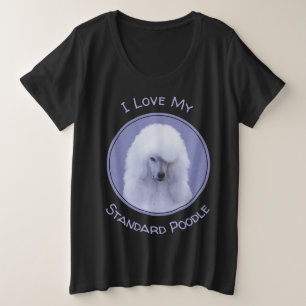 Camiseta Pintura Branca de Poodle Padrão - Arte Cão Origina
