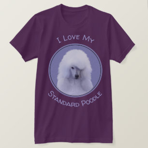 Camiseta Pintura Branca de Poodle Padrão - Arte Cão Origina
