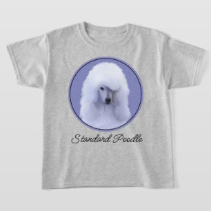 Camiseta Pintura Branca de Poodle Padrão - Arte Cão Origina