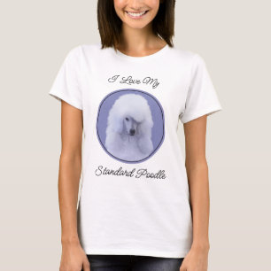 Camiseta Pintura Branca de Poodle Padrão - Arte Cão Origina