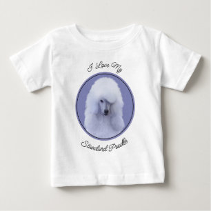 Camiseta Pintura Branca de Poodle Padrão - Arte Cão Origina