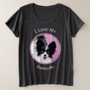 Camiseta Pintura (branca e preta) de Papillon - arte do cã