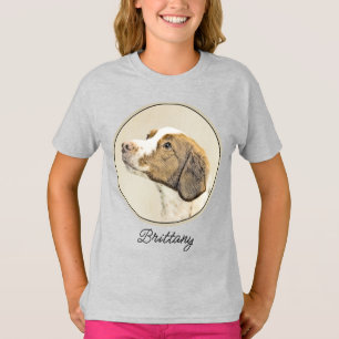 Camiseta Pintura Brittany - Camisa-T de Arte Cachorra Origi