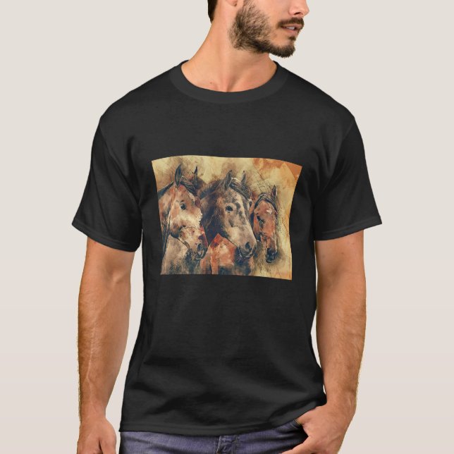 Camiseta Pintura Cavalos Selvagens (Frente)
