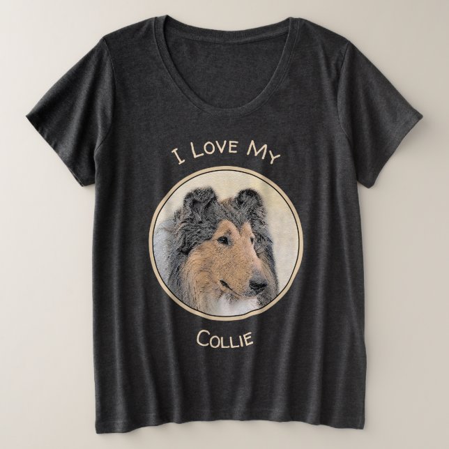 Camiseta Pintura Collie (Rough) - Arte Cachorra Original (Frente do Design)