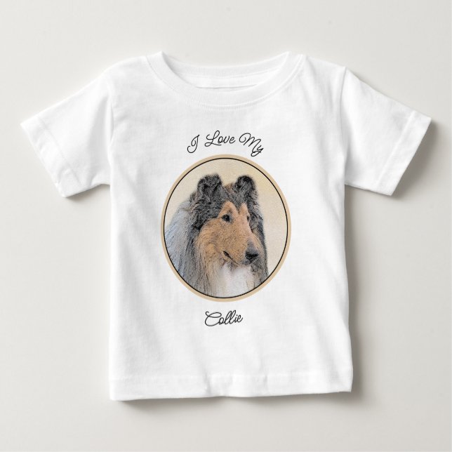 Camiseta Pintura Collie (Rough) - Arte Cachorra Original (Frente)