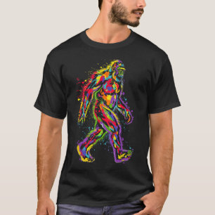 Camiseta Pintura Colorida Abstrata de Pé-Grande Motivo Pé-G