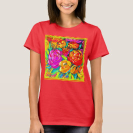 Camiseta Pintura Colorida De Óleo De Flor. Comprar Agora