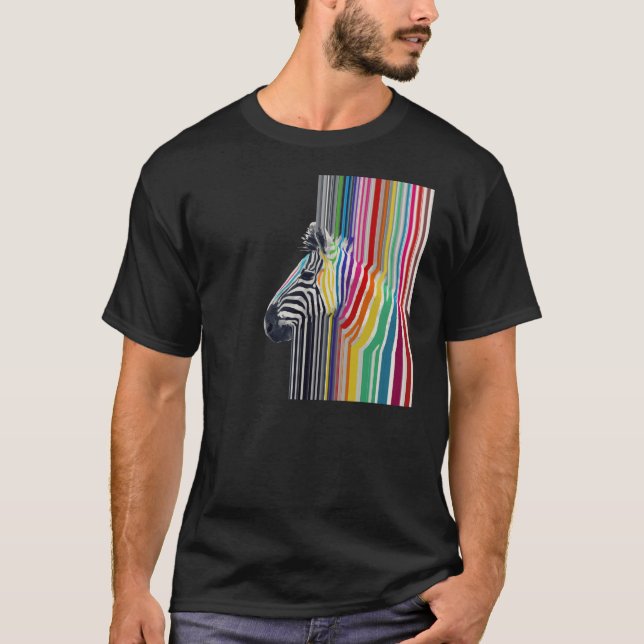 Camiseta Pintura Colorida de Stripes Zebra Vibrantes (Frente)