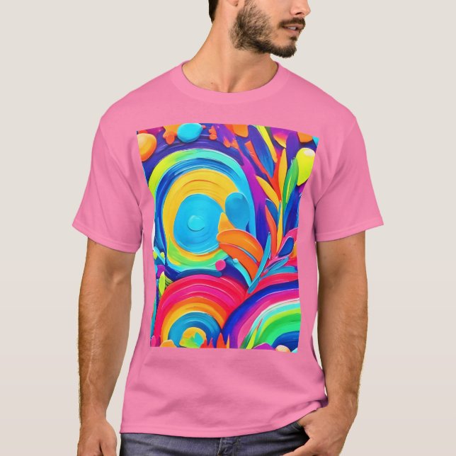 Camiseta Pintura Colorida em Círculos Abstrato (Frente)