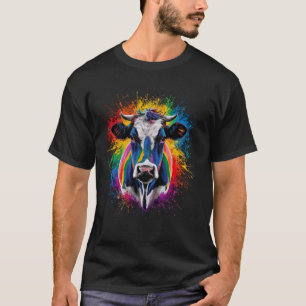 Camiseta Pintura Colorida - Espalhar Vaca Gráfico