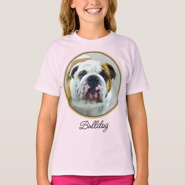 Camiseta Pintura com Bulldog - Camisa-T Cachorro Original B (Frente)